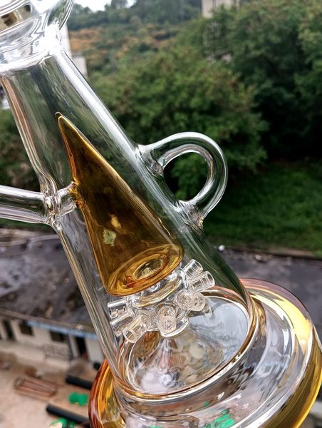 18 pouces Délicat Jaune Verre Eau Bong Narguilés avec Arbre Percolateur Huile Dab Rigs Fumer Tuyaux 14mm joint femelle