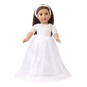 18 Inch Poppenkleertjes 43 cm Mode Trouwjurk Kinderen Speelgoed Snelle Verzending Miniatuur Dolly Accessoires Voor American Girl Game Gift