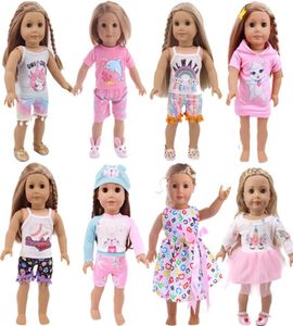Jupe d'été pour poupée de 18 pouces, robe, t-shirt licorne, tissu pour poupée américaine de 18 pouces, nouveau 2021, 6454255