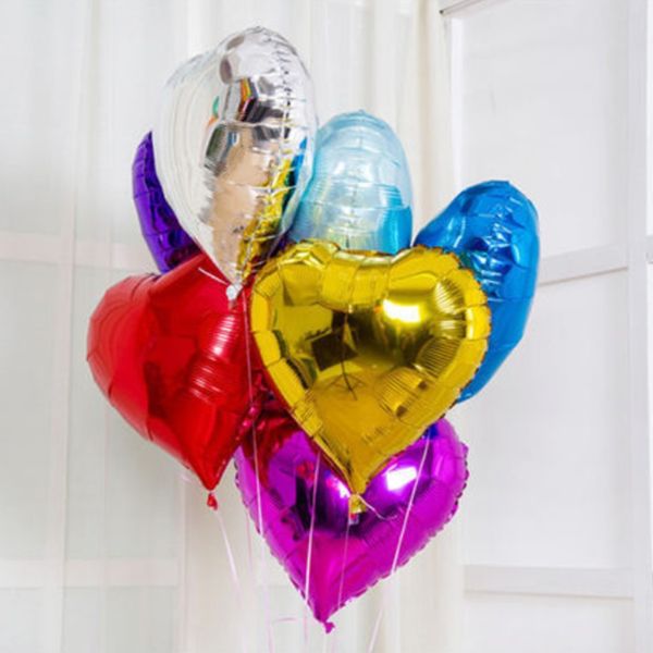 Suministros para fiestas y eventos de 18 pulgadas, globo de papel de aluminio en forma de corazón, globo de corazones de amor, decoración de boda LK0042