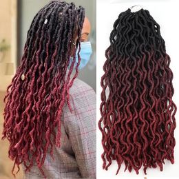 18 pulgadas Faux Locs Crochet Hair Soft Gypsy Locs Crochet Trenzas Pre Looped Rizado Ondulado Nuevas extensiones de cabello Locs