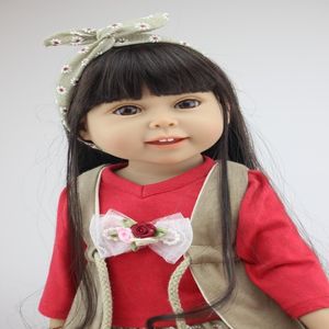 18 inch Girl American Dolls Full Vinyl Silicone Handmade echte levensecht babyspeelgoed afgewerkt Doll Kerstcadeau208K