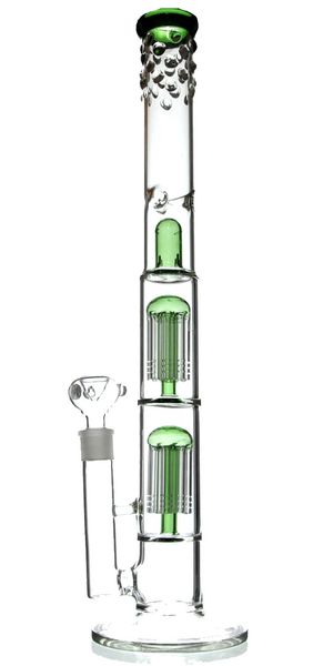 Bang en verre de 18 pouces Trois couches Filtre à peigne de masse Plates-formes pétrolières Dab Rig Joint de 14MM Conduites d'eau pour fumer Turbine Percolateur Haut Bongs en verre ouverts