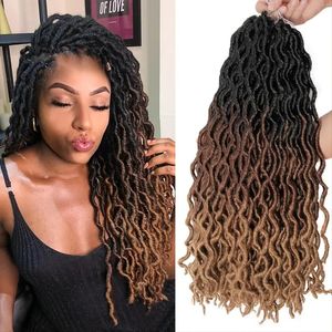 18 pollici Gypsy Locs Crochet Braid Hair Ombre Afro Dreadlocks Goddess Locs Crochet Hair Wavy Synthetic Goddess Faux Locks Estensioni dei capelli