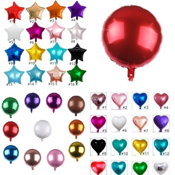 18 pouces coeur Métallique Ballon Air Décoration De Mariage Joyeux Anniversaire Métal couleur Hélium