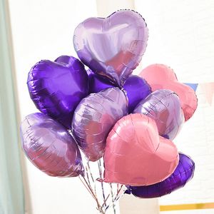 Globo de papel de aluminio en forma de corazón de 18 pulgadas Decoración del banquete de boda Globos de color sólido Día de San Valentín Decoración de cumpleaños para niños BH4795 TQQ