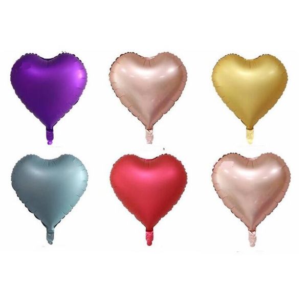 Ballons métalliques cœurs 18 pouces, décoration de mariage à Air, ballon joyeux anniversaire, couleur métal, ballon à hélium en forme de cœur