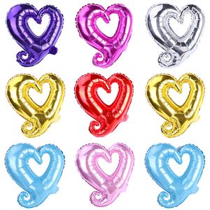 Gancho de 18 pulgadas en forma de corazón Globos de papel de aluminio Inflable Boda Día de San Valentín Corazón romántico Mylar Globo decorativo