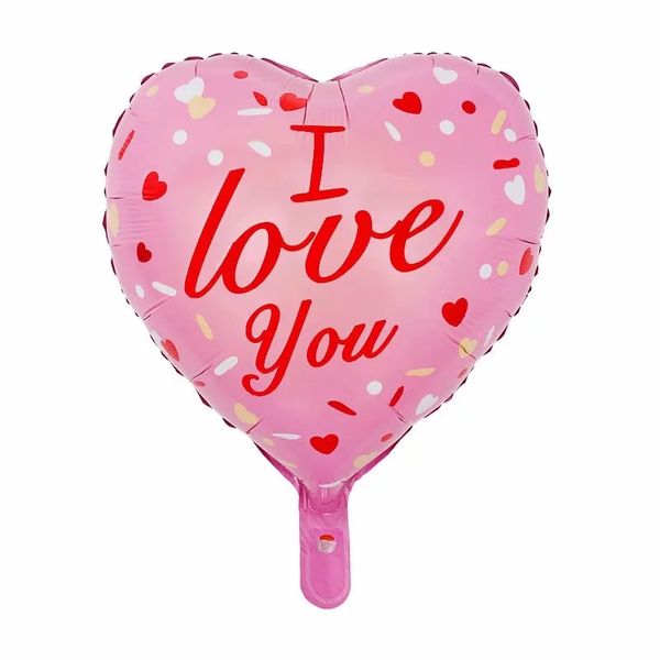 Ballons gonflables de 18 pouces pour la fête de la Saint-Valentin, décorations à bulles en film d'aluminium, ballons en forme de cœur I Love You, fournitures de jouets
