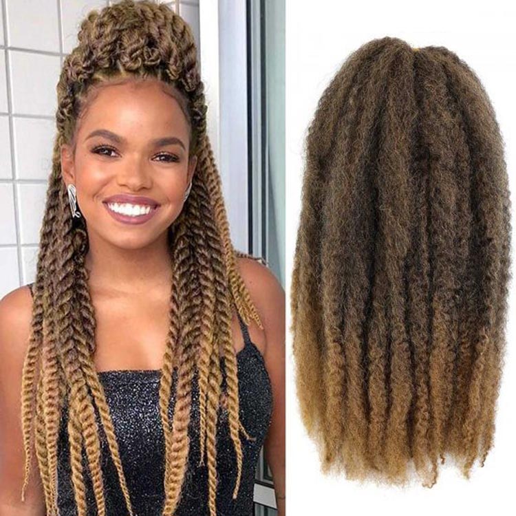 18 polegadas Kanekalon Marley Braid Hair 1b 27 30 33 350 99J 613 Fibra premium Afro Kinky Bulk Hair