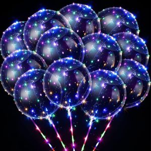 18 inch LED Bobo-ballonnen oplichten heldere helium bubble glow-ballon met 3m lichtslingers voor kerstverjaardag bruiloft feestdecoraties