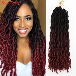 18 pouces ombre bouclé faux locs crochet cheveux synthétiques dreads molles dreadlocks cheveux pré-strethed tresser les cheveux 240409