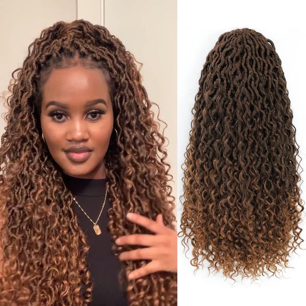 18 pouces River Curls Crochet Hair Boho Style Faux Locs Wavy Crochet Curly Hair Faux Locs Crochet avec Curly Ends Extensions de Cheveux Synthétiques