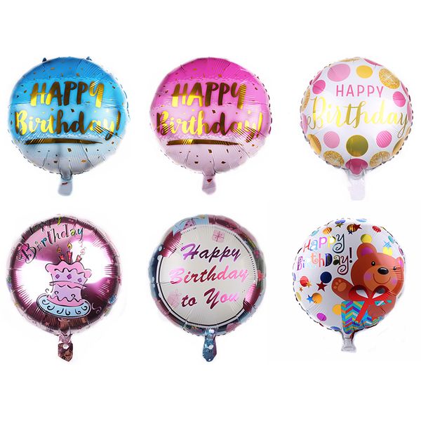 Globos redondos de papel de dibujos animados de 18 pulgadas, feliz cumpleaños para ti, fiesta temática, decoración del hogar, globos para niños, globos DIY para niños y niñas