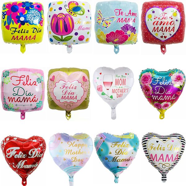 18 pouces espagnol Feliz Dia Mama feuille ballons Te Amo Mama amour coeur forme Ballon heureux fête des mères décorateur Ballon