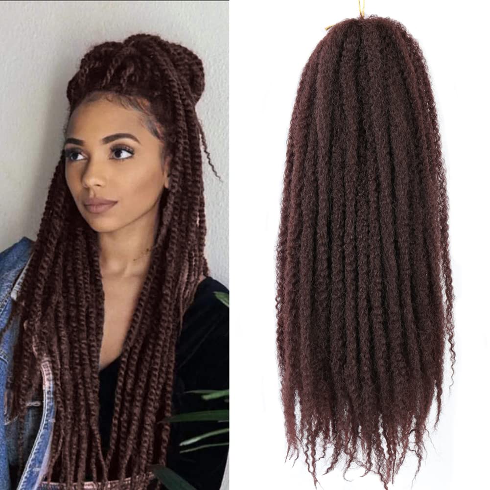 18 Inch Synthetic Marley Braids Crochet Hair Extension Color #4 Cuban Twist Afro Kinky Marley Braiding Hair