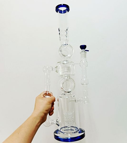 18 pouces d'épaisseur en verre eau bong narguilés grandes plates-formes pétrolières dab shisha avec pneu perc recycleur tuyaux de fumer