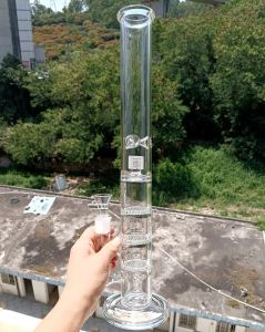 El agua de vidrio grueso de 18 pulgadas Bong las cachimbas con los filtros del panal de tres capas Neumático Perc hembra 18m m LL