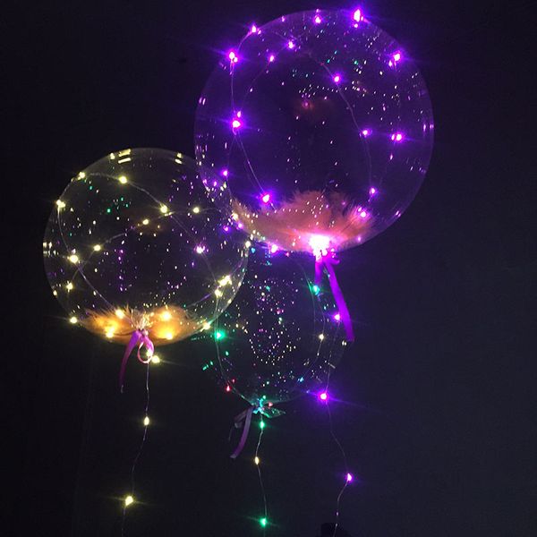 18 pouces décoration de fête de mariage ballon lumineux 3M LED boule d'air guirlande lumineuse ronde bulle hélium ballons enfants jouet
