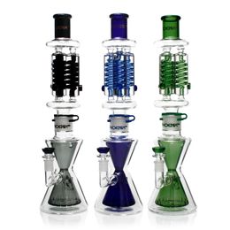 18 pouces de haut de la glycérine Glycerine Coil Bangs glacial Bongs Verre Pipe d'eau DAB Rig Triple Helix Percolateur Double Beaker Verre Bongs