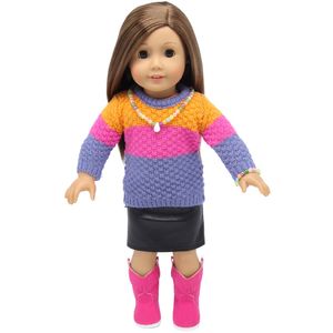 18 inchs American Girl doll clothes sweater coat and skirt for child party gift toys--Doll Clothes Accessories for American Girl