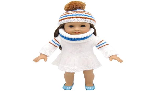18 pouces American Girl Doll Clothes Sweater Robe avec chapeaux et écharpe pour enfant cadeau de fête de toysdoll accessoires pour Amer6765025
