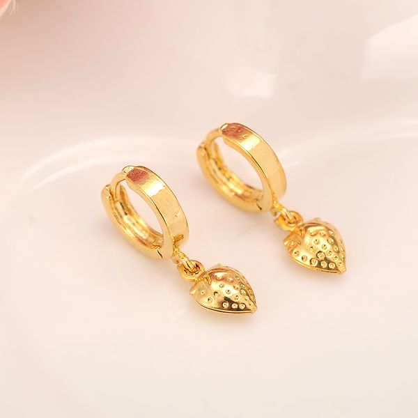 Boucles d'oreilles cœur remplies d'or fin 18 carats pour femmes/filles, bijoux tendance d'amour pour cadeau africain/arabe/moyen-oriental méticuleux