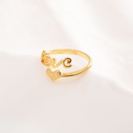 18 K Fijne solide gevulde gouden ring hartvormige schattige liefde woord kunst vrouw vrouwelijke statement verlovingsfeestje sieraden mode