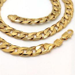 18 K echte massief geel goud gevuld fijne Cubaanse Curb Italiaanse schakelketting 20 heren dames 10mm2941