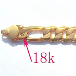 Oro macizo de 18 k ACABADO AUTÉNTICO estampado Collar de cadena Fígaro fina de 10 mm246H