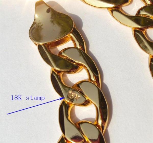 18 K Thai Baht Fine Gold jaune rempli finition authentique Authentille estampillée Fine Collier de chaîne de liaison cubaine Men039 Fabriqué en 600 mm257r208124452293