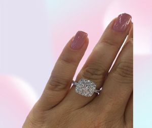 18 K Gold White Real Natural 2 quilates Anillo de diamante para mujeres 100 joyas natural piedra preciosa anillos bizuteria bijoux femme anillos 213888565