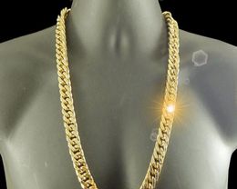 Chaîne en or jaune 18 carats G/F solide lourd 10 mm Xl collier à maillons cubains Miami Curn