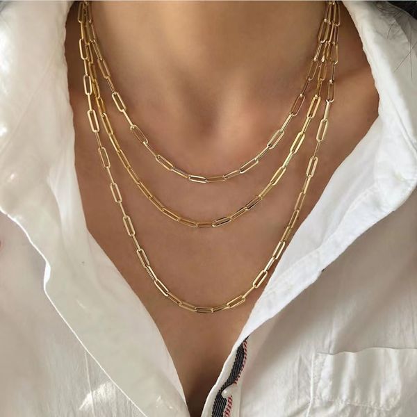 Collar de clavícula con clip de acero inoxidable en oro de 18 quilates para mujer con diseño de nicho