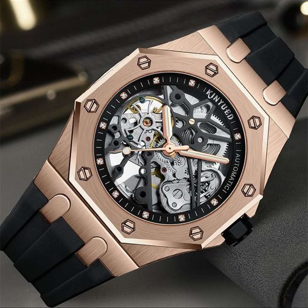 18 KinyUed entièrement automatique de mode mécanique Hollow imperméable MONTRE MENSE 38