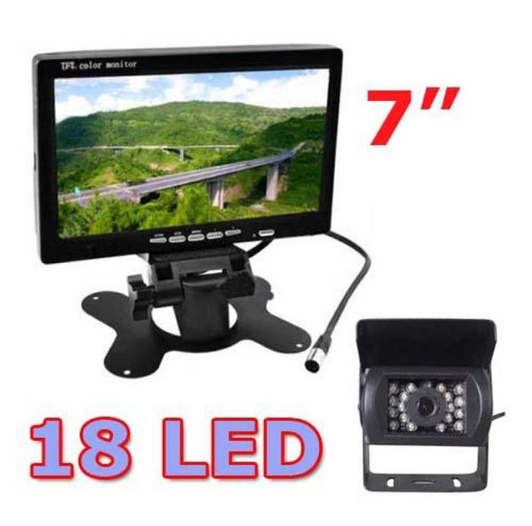 Caméra de recul IR 18 LED, moniteur LCD 7 pouces, Kit de vue arrière de voiture pour Bus et camion Long avec câble de 10m