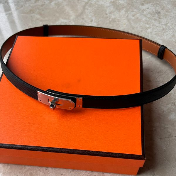 Ceinture en cuir de veau de 18 mm adaptée aux hommes femmes taille européenne véritable cuir de veau T0P titane acier plaqué or boucle de ceinture Designer 024