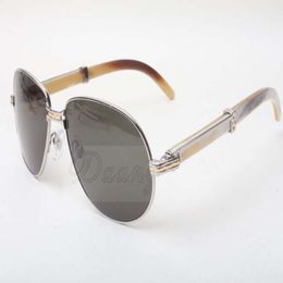18 Nouvelles lunettes de soleil rondes de haute qualité verres à corne 566 verres blancs naturels hommes et femmes lunettes de soleil
