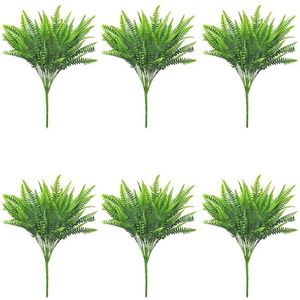18 plantas artificiales de helecho – arbusto artificial de helecho de Boston de imitación para interiores y exteriores, arbustos verdes resistentes a los rayos UV, plantas falsas 240Y