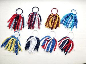 18 stks Meisje O Akorker Paardenstaart houder regenboog accessoires kurker kwastje streamers bloem elastische Krullend lint hoofddeksels ZZ