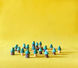 18 pièces/miniatures chalet bleu/petite maison/minable/mignon/jardin féerique/gnome/terrarium en mousse décoration de la maison/artisanat 3990399