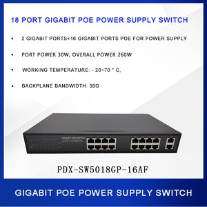 18 poort gigabit poe schakelt 2 1000m uplink en 16 1000m elektrische interfaces voeding