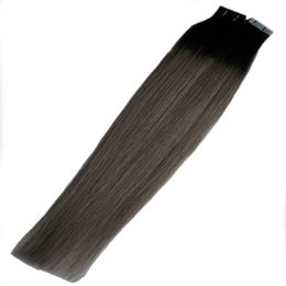 Extensions de cheveux blonde blonde de 18 "20" 22 "24" T1B / gris Remy Ombre Extensions de cheveux Ruban 100g Remy Skin The Hair Cheveux Ombre 40pcs Extensions de ruban gris