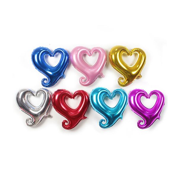18 Globos de helio en forma de corazón de gancho Valentín Decoraciones de día de aluminio Globos de aire de aluminio Juguetes para niños Precio al por mayor 7 Colores
