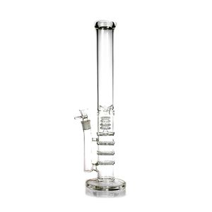 Tubo de agua recta de 18 pulgadas de altura tubos de agua de ducha Perc Triple Honeycomb Perc Glass Water Bongs Percolator Glass Bong Pipes Smoking Oil Manchas