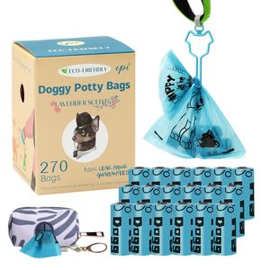 18 Rolls Biologisch afbreekbare hondenpoep Eco -tassen met dispenser Wegwerp Dog Cat Waste Bag Outdoor Huis Clean Garbage Bag Pet Pras Supplies