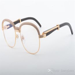 18-vente de lunettes rondes à angle de bœuf naturel de haute qualité, monture en diamant atmosphérique haut de gamme, mode 1116728-A taille 60-118-140236S