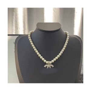 18 style double lettre pendentif colliers plaqué or 18 carats cristal perle strass pull collier pour femmes fête de mariage jewerlr234S