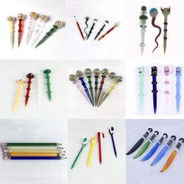 18 styles en verre tamponnage accessoires de fumer des accessoires de dessin animé coloré outils en grisation pour l'huile de cire de tabac en quartz ongles banger ongles tamponnets