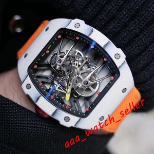 18 Stijlen Nieuwe mens fashion horloges RM2702 RM3501 Rafael Nadal opengewerkte tourbillon mechanisch automatisch uurwerk rubberen band wri2312